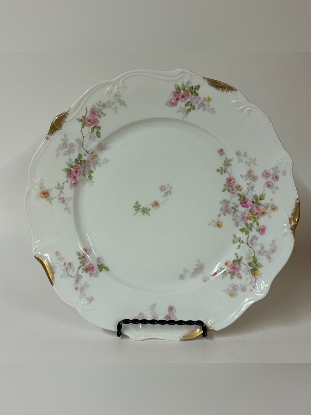 Vintage Limoges Floral Plate C Ahrenfeldt Pink & Yellow Flowers Plate